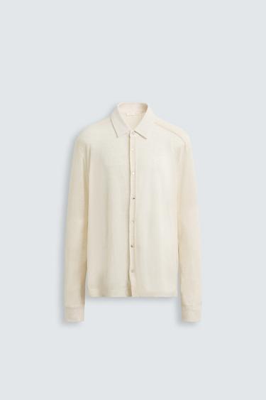 Zara SEMI-SHEER TEXTURED SHIRT - Ecru