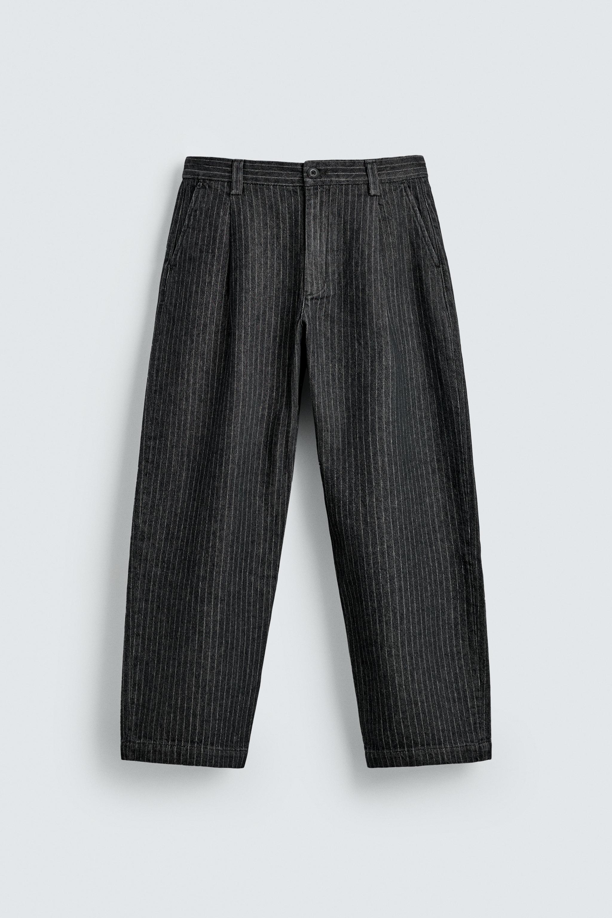 ストライプ柄リラックスフィットチノパンツ - ブルー | ZARA Japan / 日本