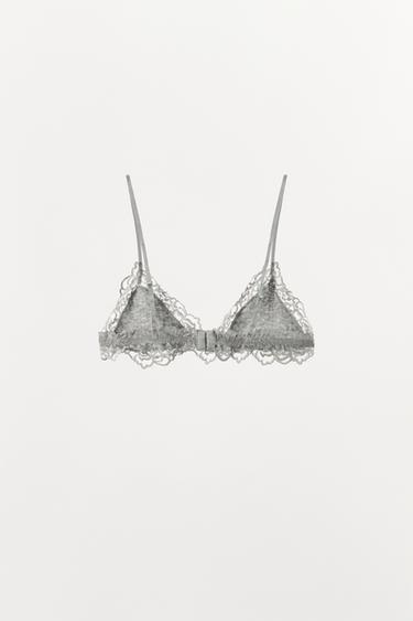 BRALETTE POINTELLE AVEC DENTELLE - Gris de Zara - Image 4