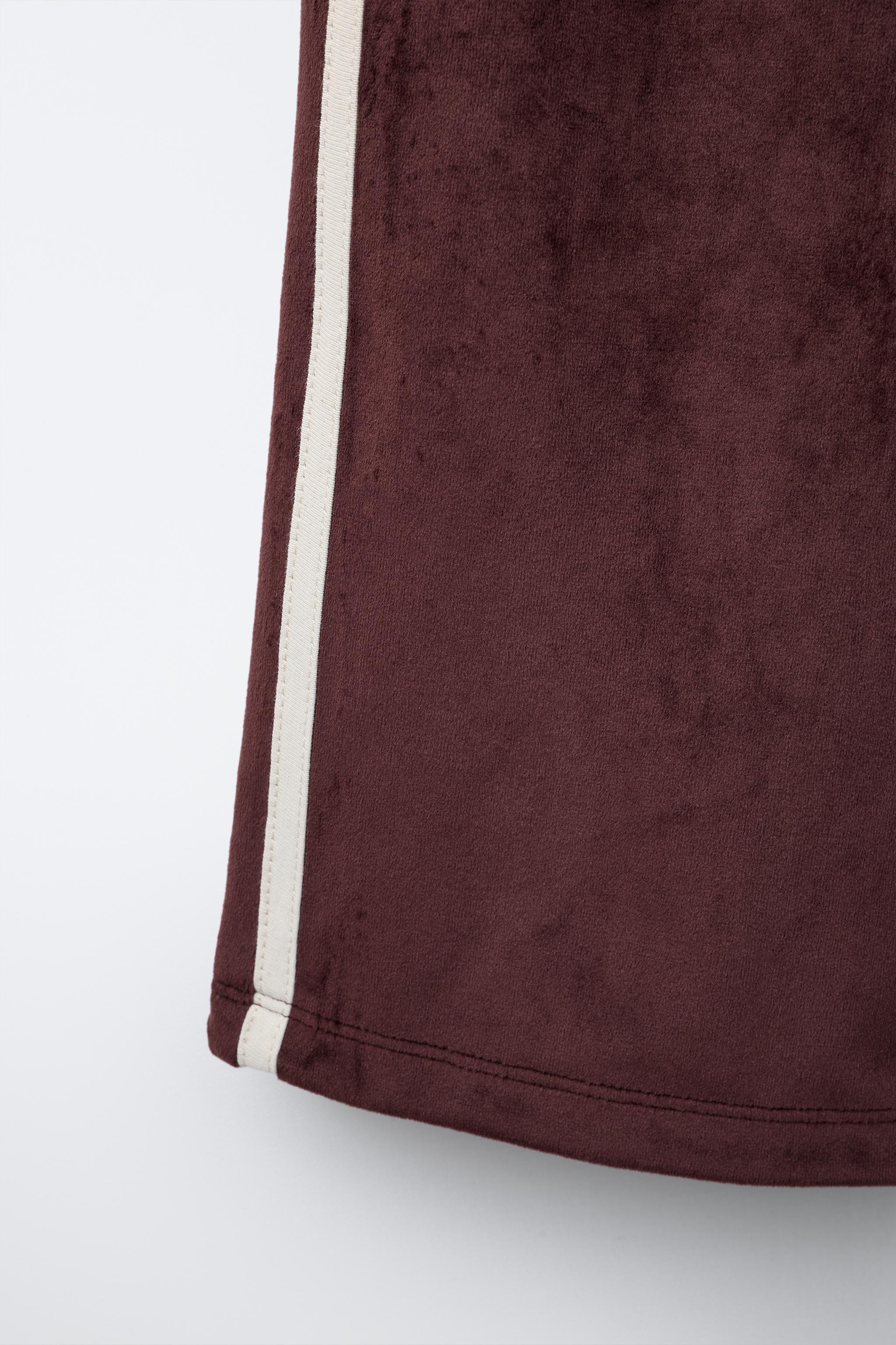 VELVET WIDE-LEG PANTS WITH CONTRAST STRIPES