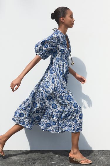 PRINTED MIDI DRESS - Blues by Zara