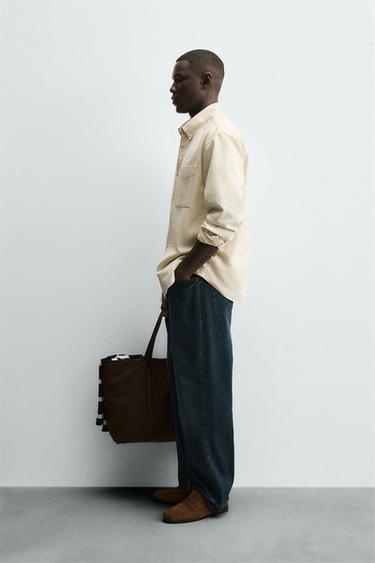 CONTRAST STITCHING OVERSHIRT - Ecru by Zara - Image 3