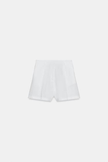 SHORTS PINZAS TIRO ALTO - Blanco de Zara