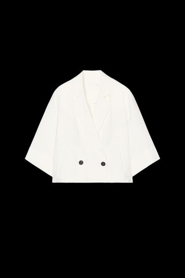 Zara CROPPED DOUBLE BREASTED BLAZER - White - Image 0