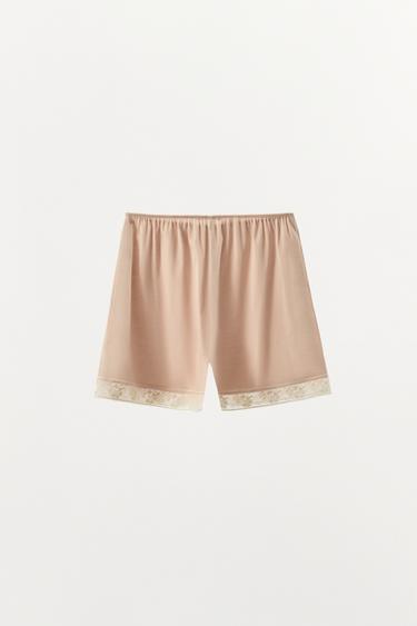 SATIN SHORTS WITH LACE TRIM - Pink by Zara - Image 5