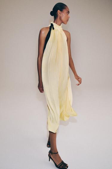 ZW COLLECTION SATIN HALTER DRESS - Yellow by Zara