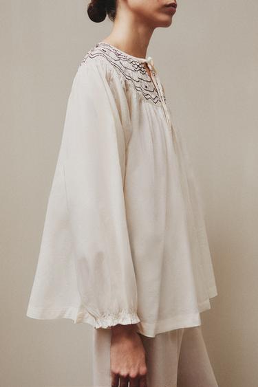 CHEMISE FRONCÉE NOËL - Écru de Zara - Image 5