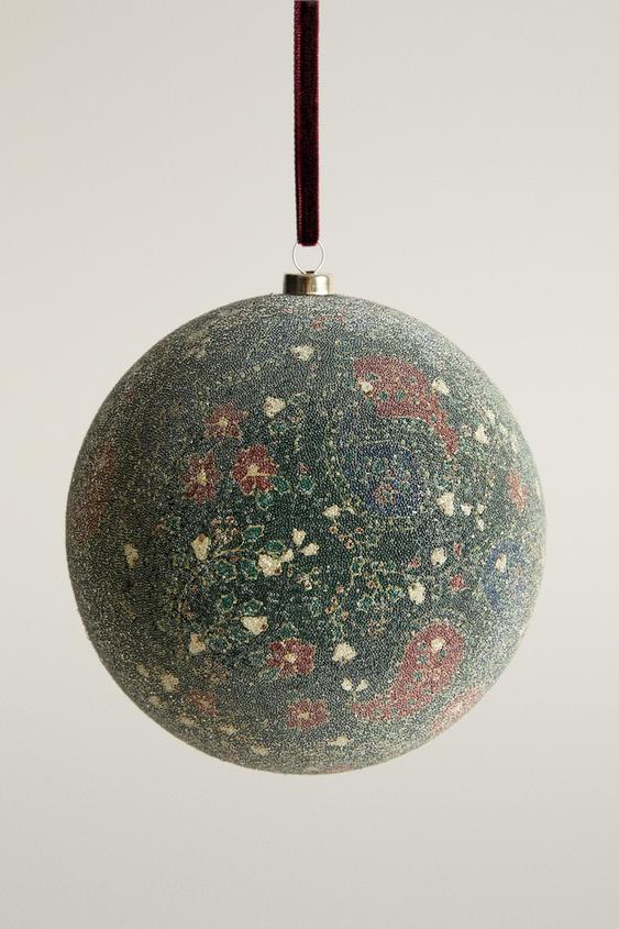 Zara LARGE PAISLEY CHRISTMAS TREE DECORATION - Green - Image 0