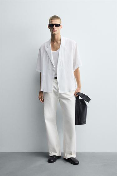 100% LINEN KIMONO SHIRT - White by Zara
