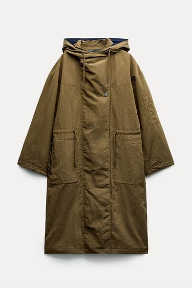 PRODLOUEN KONTRASTN TRENKOT ZW COLLECTION - stedn khaki od Zara