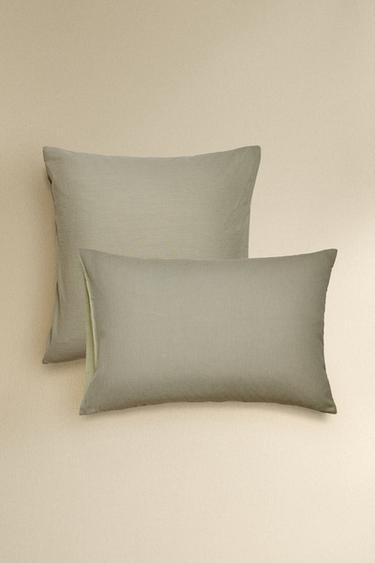 STRIPED SEERSUCKER PILLOWCASE - Green by Zara