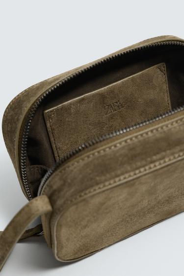 LEATHER CROSSBODY BAG - Khaki Green by Zara - Image 3