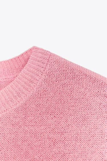 TOP RUSTIQUE EN MAILLE UNI - Rose chewing-gum de Zara - Image 4
