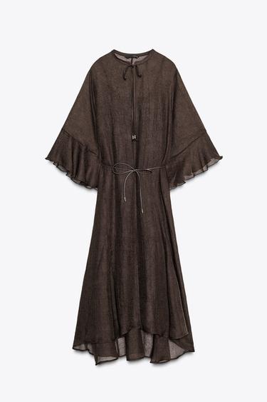 BELTED KAFTAN DRESS - Chocolate by Zara