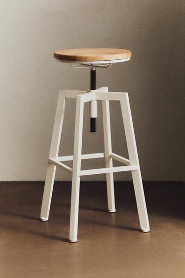 TABOURET DE BAR ROTATIF BOIS ET MÉTAL - Crème de Zara - Image 8