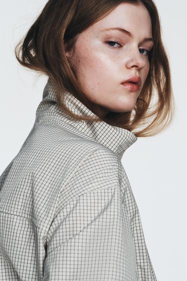 VESTE EN NYLON À CARREAUX - Blanc / Noir de Zara - Image 7