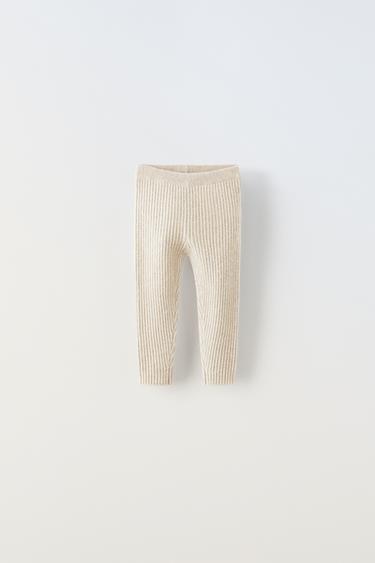 RIBBED KNIT 100% CASHMERE LEGGINGS - Sand / Marl by Zara - Image 0