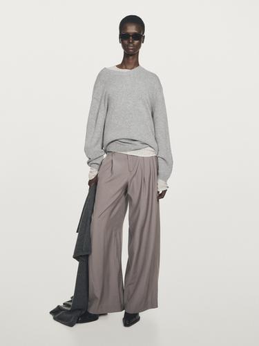 Zara 100% cashmere oversize V-neck sweater - Mid-gray