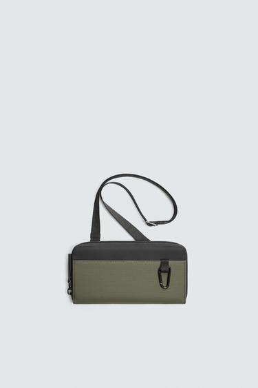 RUBBERISED XL WALLET - Khaki Green by Zara