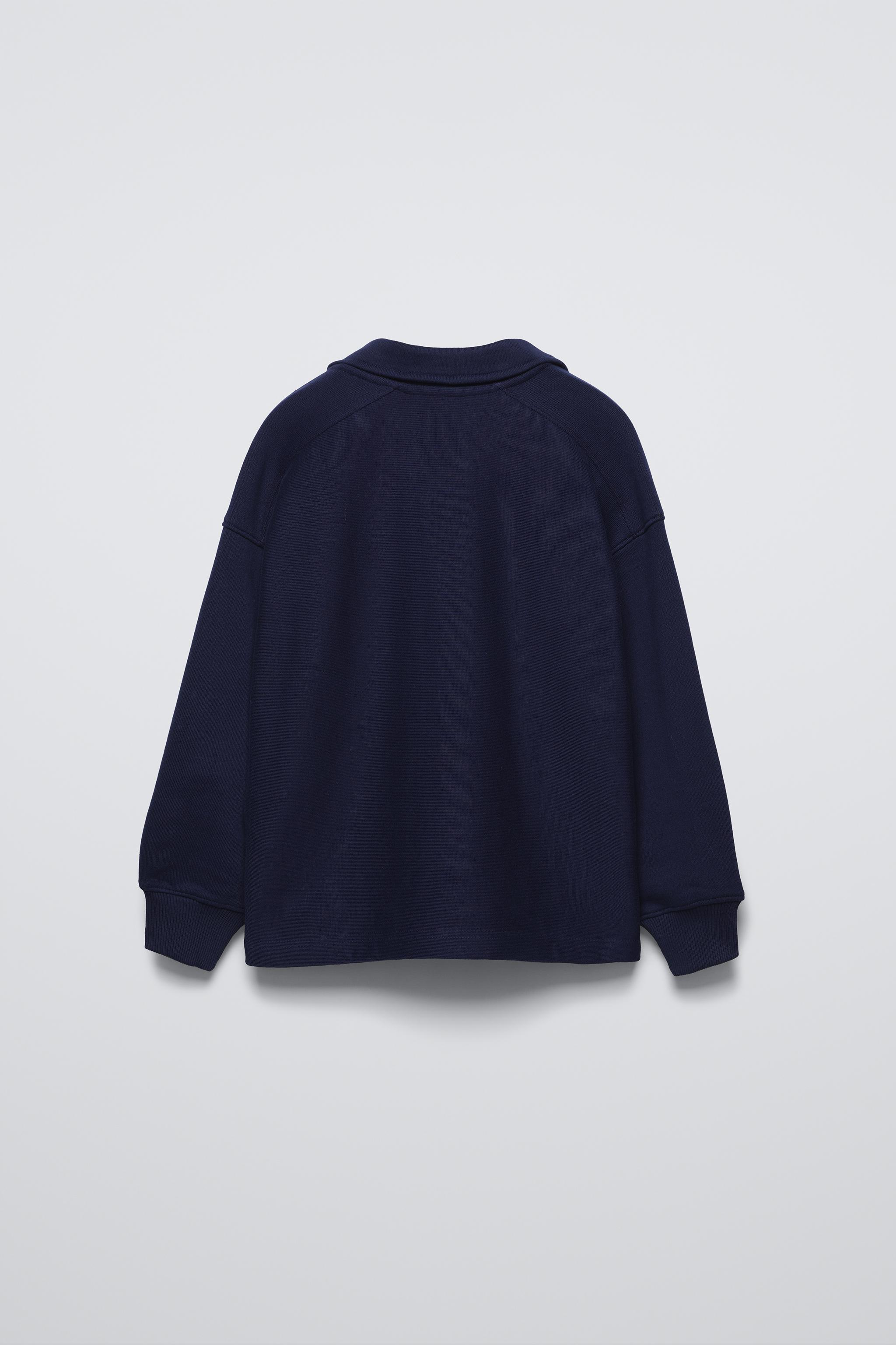 関税負担★ZARA★CONTRAST COLLAR POLO SWEATSHIRT EMBROIDERED PATCH POLO SWEATSHIRT - Blue | ZARA Australia
