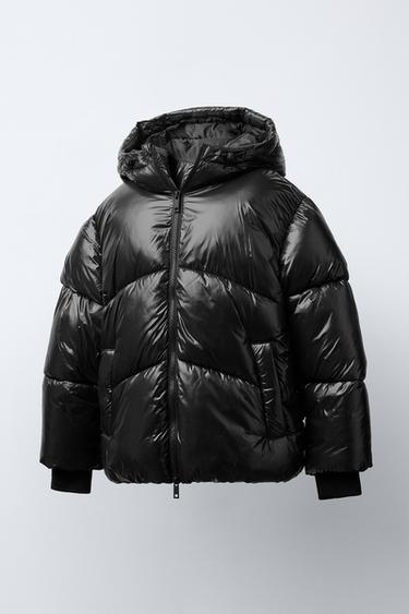 WATER-REPELLENT QUILTED COAT WITH HOODIE - Black by Zara - Image 1