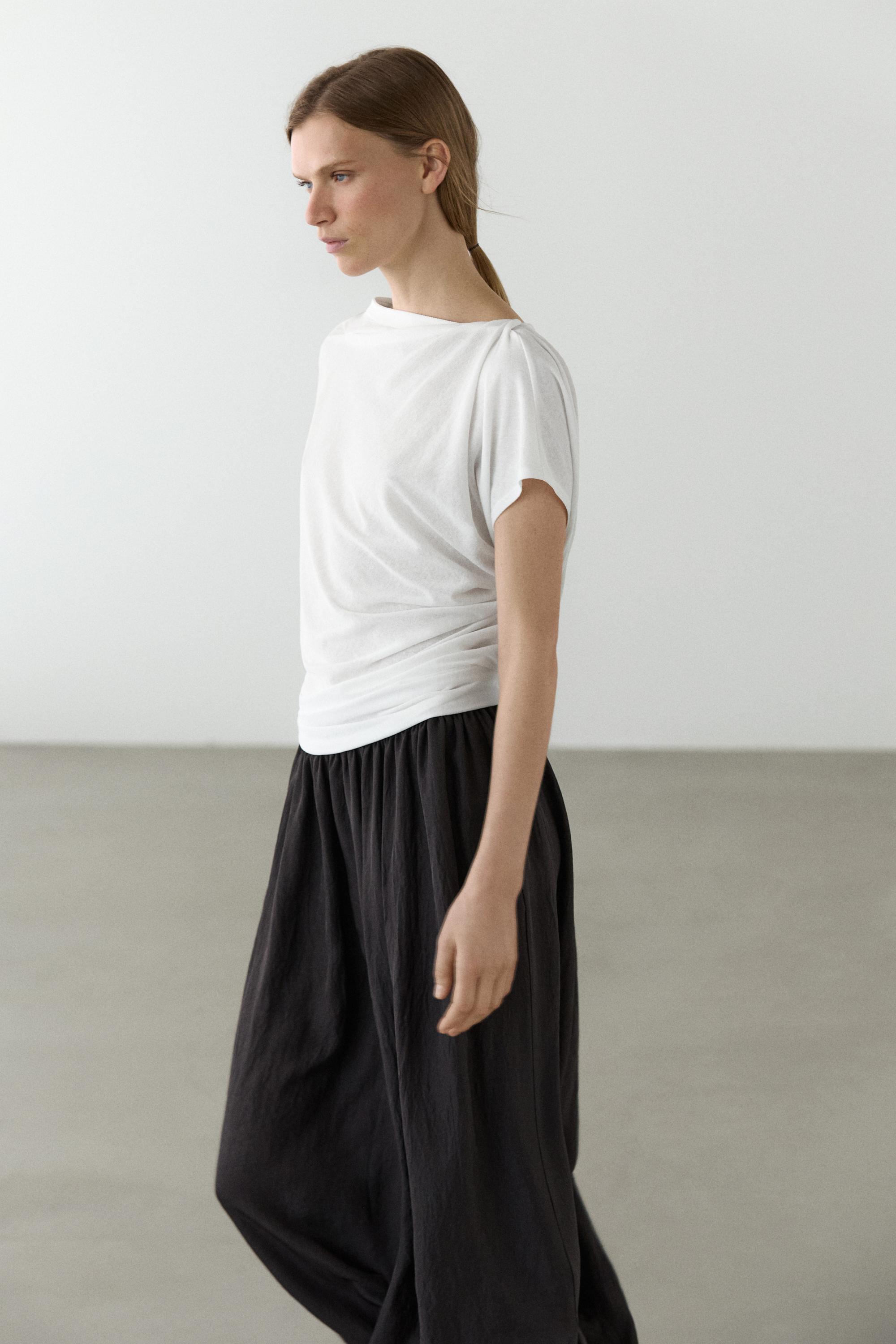 T-shirt fluide manches courtes effet crêpe