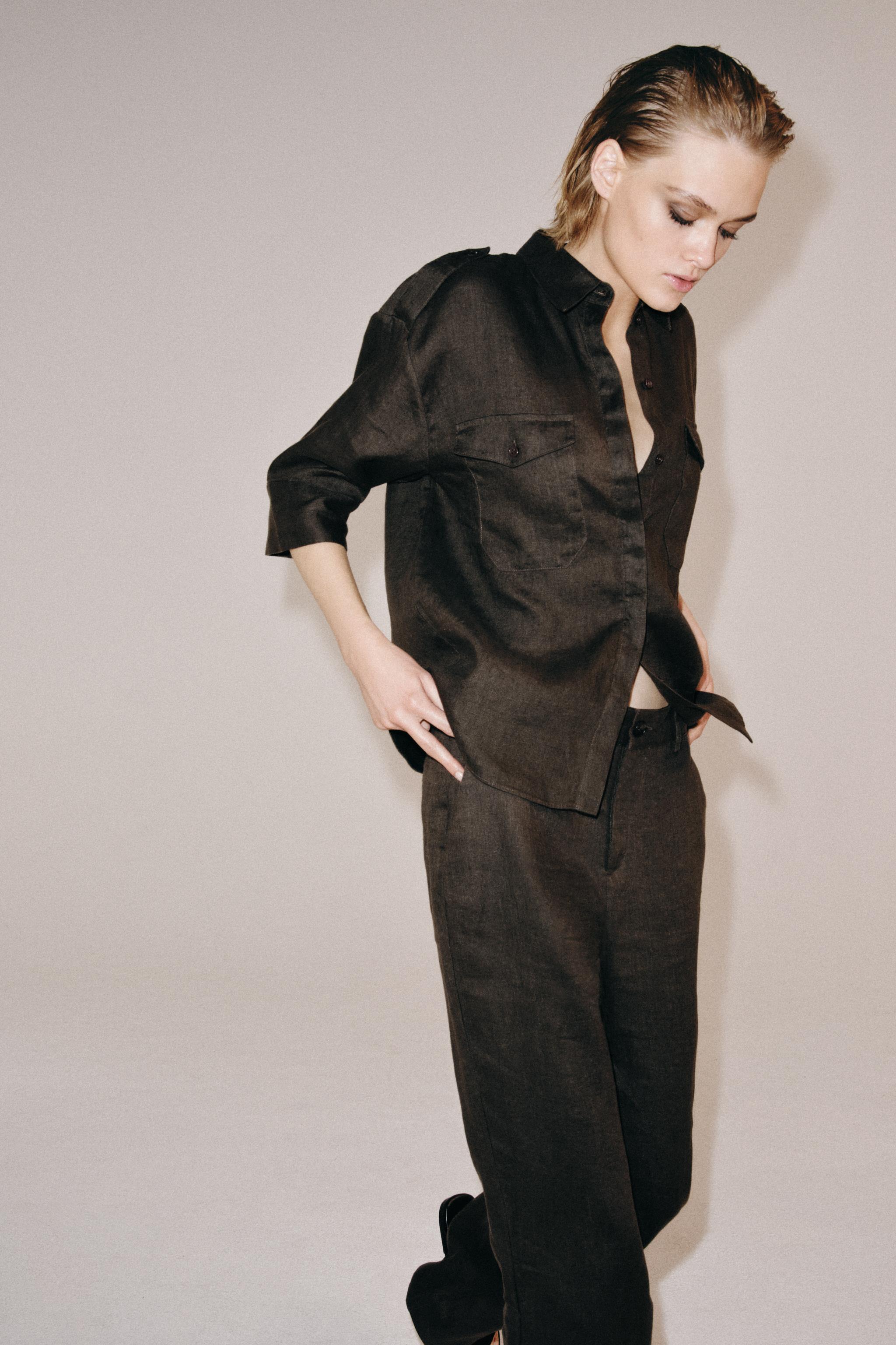 ZW COLLECTION LINEN POCKET SHIRT