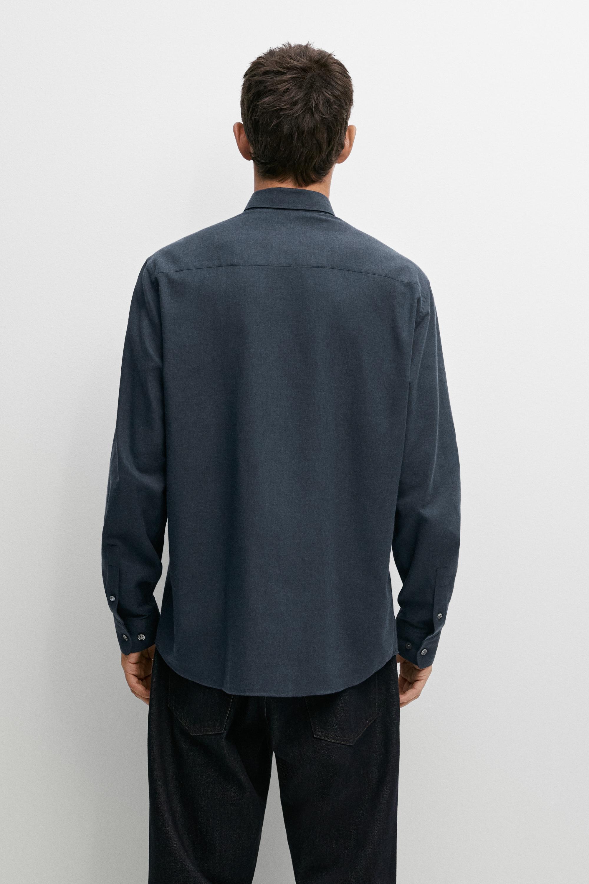 100% cotton melange twill regular fit shirt