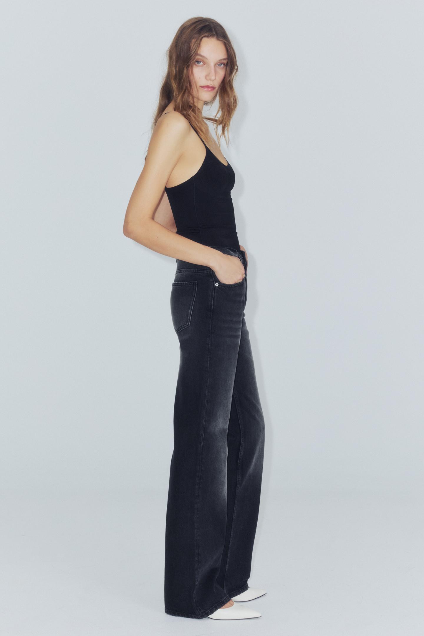 Женские джинсы Zara ZW Collection Mid-Rise Flare Fit, цвет: Чёрный — фото 5