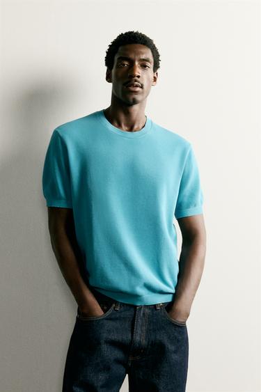 CAMISETA PUNTO RELAXED FIT - Turquesa de Zara
