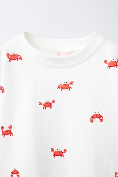T-SHIRT IMPRIMÉ CRABES - Blanc de Zara - Image 2
