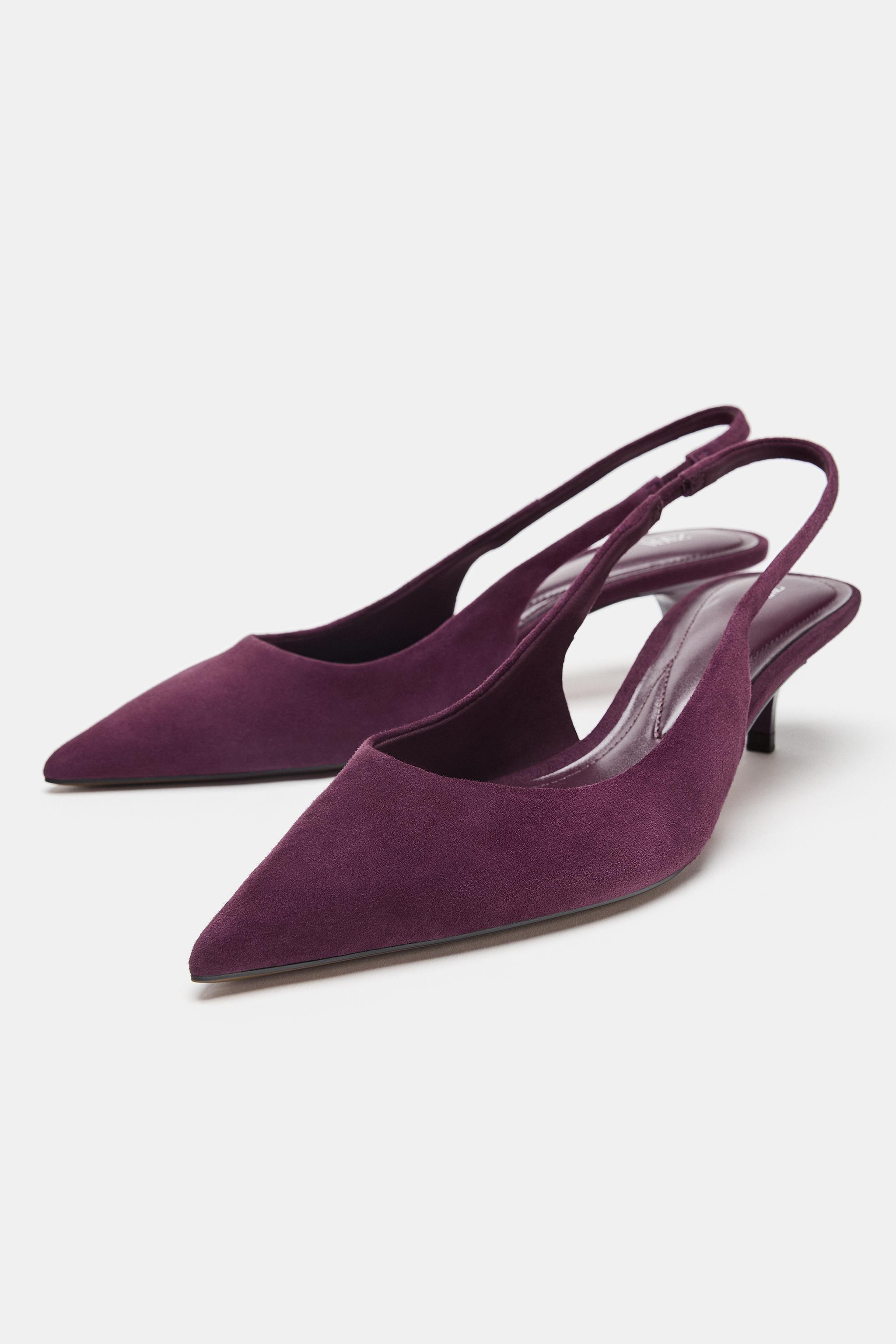 SUEDE SLINGBACK SHOES — Purple