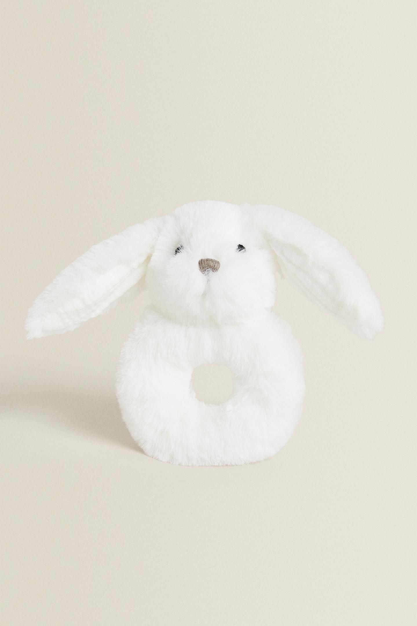Детская мягкая игрушка Zara Rabbit Baby Rattle Plush Toy, цвет: Белый