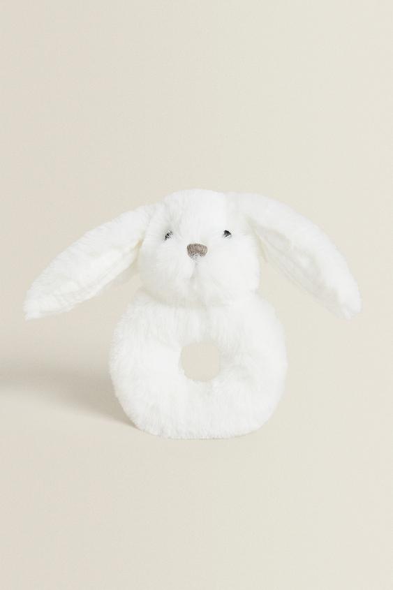 Детская мягкая игрушка Zara Rabbit Baby Rattle Plush Toy, цвет: Белый