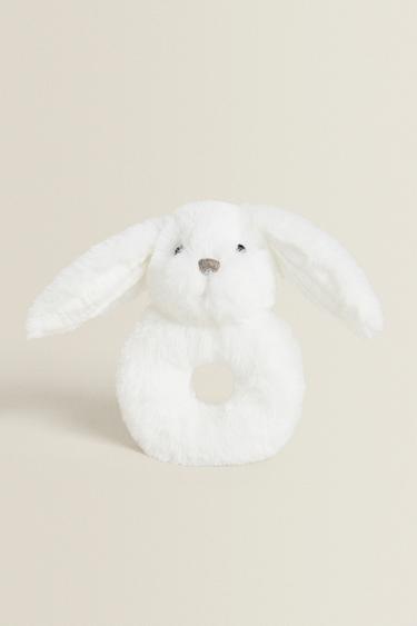 CHILDREN’S RABBIT SOFT TOY RATTLE - White by Zara - Image 0