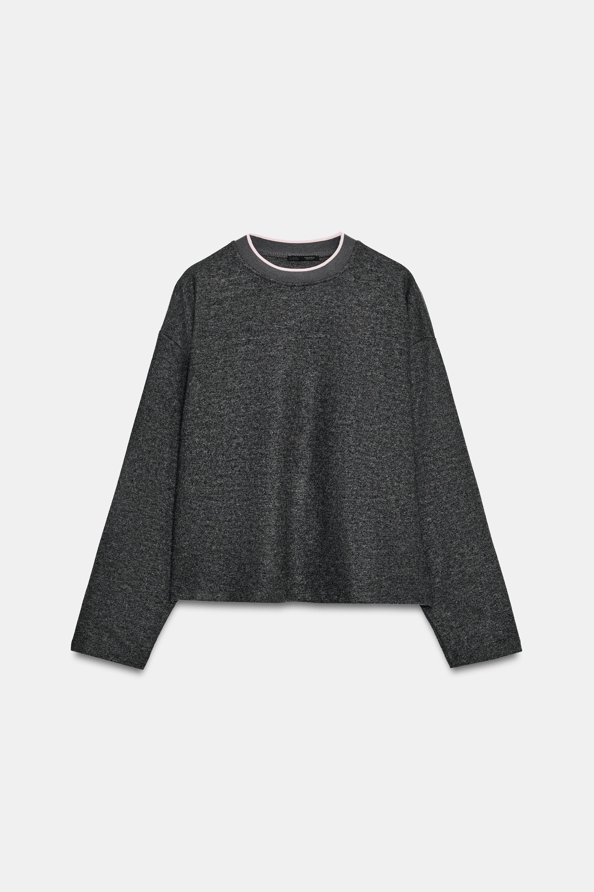 SOFT CONTRAST-STRIPE SWEATSHIRT