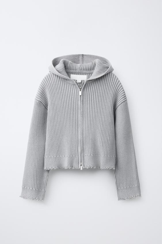 ZIP-UP KNIT CARDIGAN - Mid-grey by Zara - Image 0
