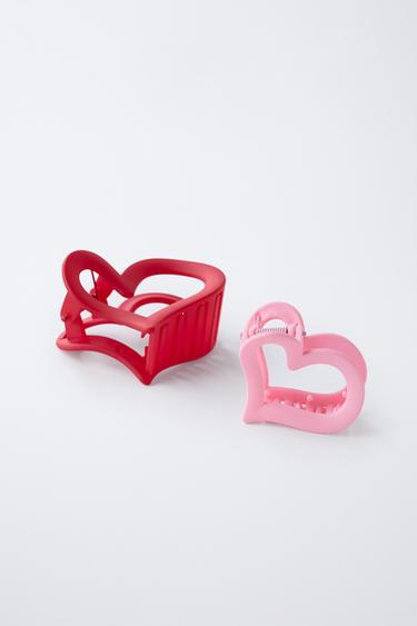 LOT DE DEUX PINCES EN FORME DE CŒUR - Rouge de Zara - Image 2