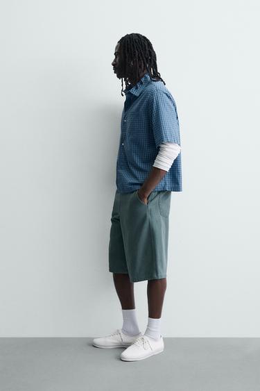 CHEMISE BOXY FIT À CARREAUX - Bleu de Zara - Image 3