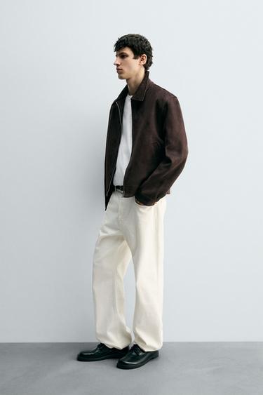 FAUX SUEDE REGULAR FIT JACKET - Chocolate by Zara - Image 3