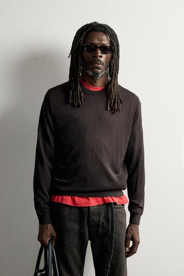 100% SILK LIGHTWEIGHT JUMPER AARON LEVINE X ZARA - Chocolate by Zara