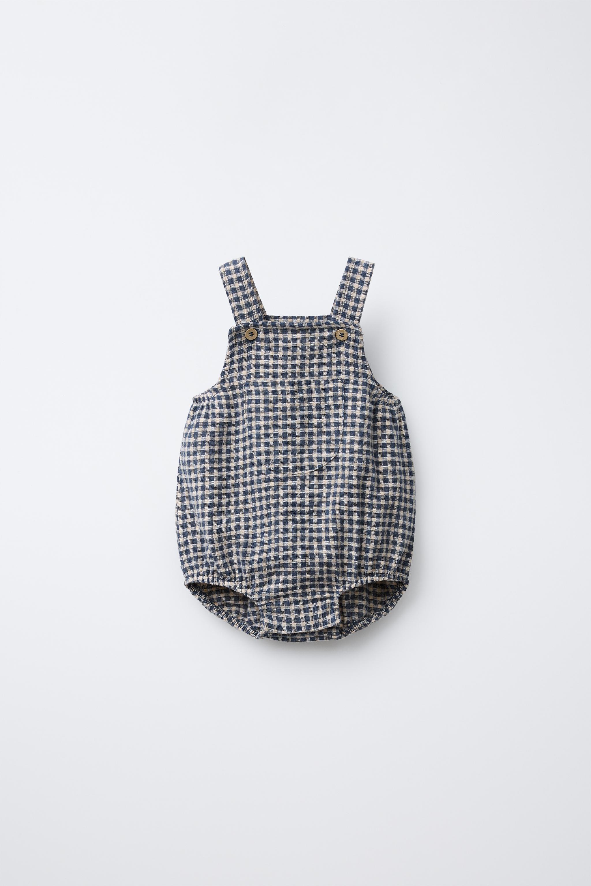 ギンガムチェック柄ロンパース - ネイビーブルー | ZARA Japan
