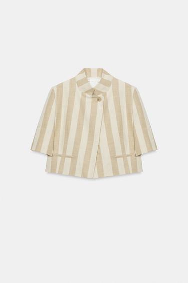 VESTE COURTE À MANCHES COURTES ZW COLLECTION - Écru / Beige de Zara - Image 4