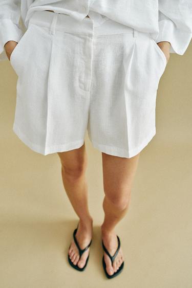 SHORT À PINCES TAILLE HAUTE - Blanc de Zara - Image 1