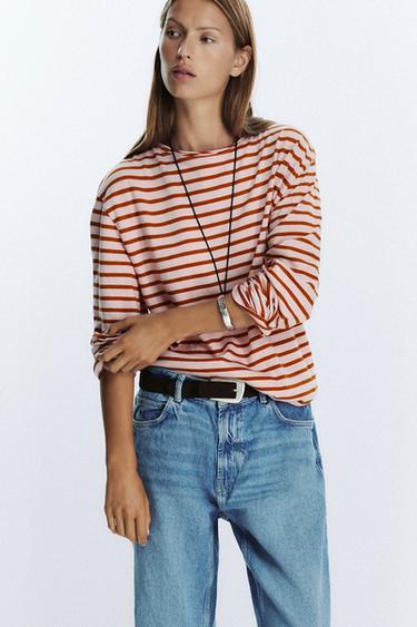 SLUB STRIPED COTTON T-SHIRT - Stripes by Zara - Image 1