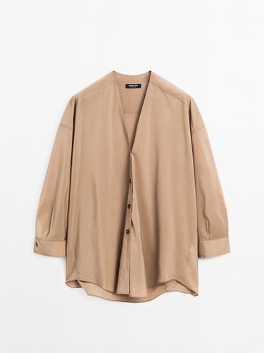 Zara Flowing satin blouse - Brown