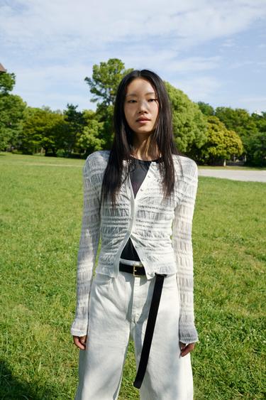HONEYCOMB KNIT CARDIGAN - White by Zara