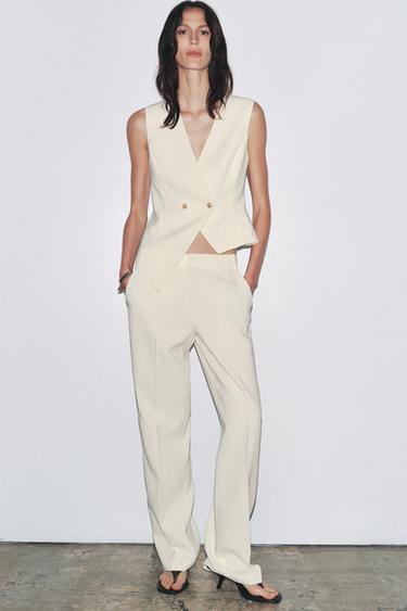 GILET ASYMÉTRIQUE ZW COLLECTION - Écru de Zara - Image 3
