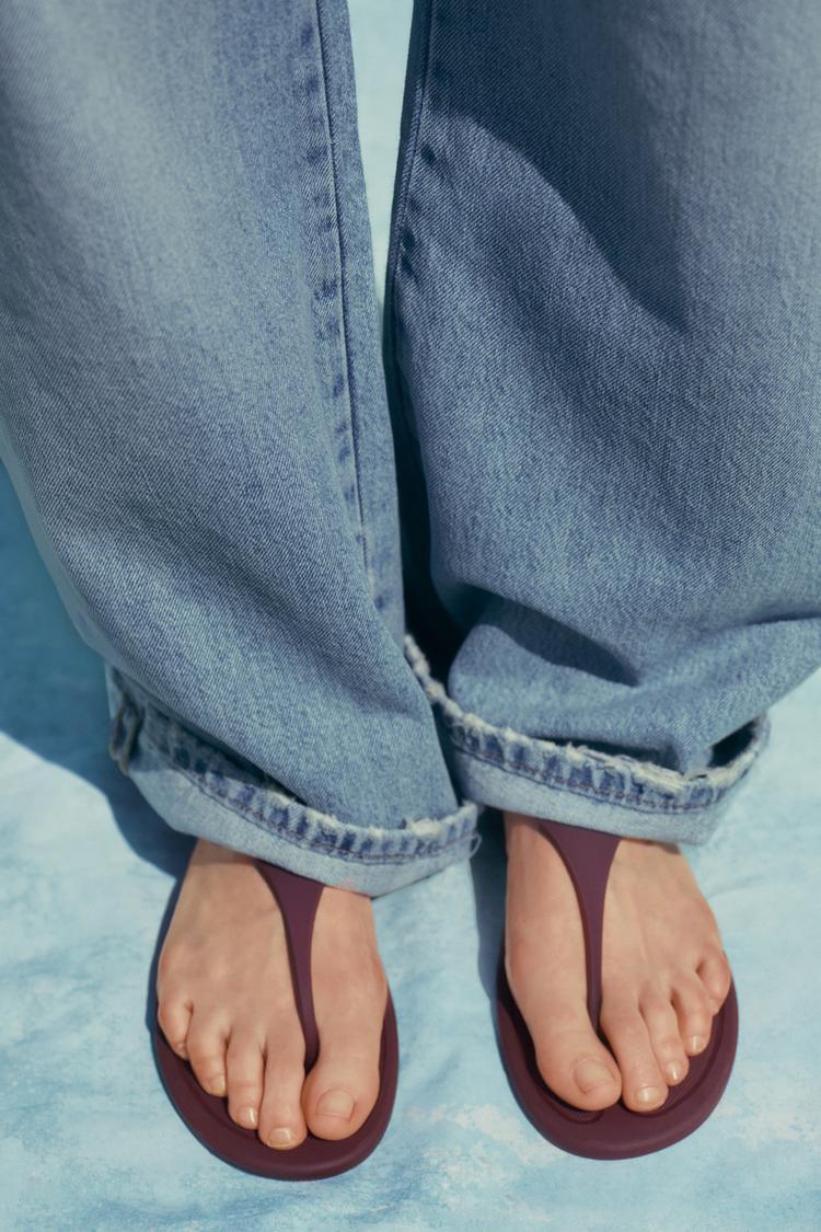 RUBBERISED SANDALS Burgundy Red ZARA Australia - Main Image