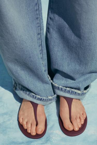 RUBBERISED SANDALS - Burgundy Red by Zara - Image 0